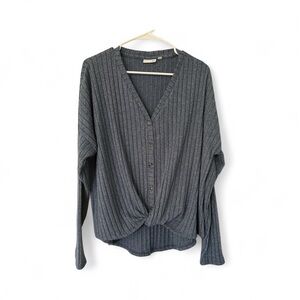 SO Charcoal Button-Up Women Cardigan - Large